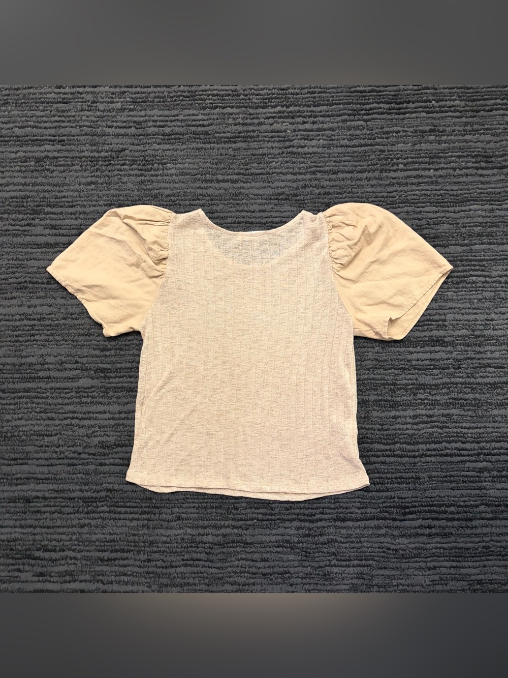 Mango Puff Sleeve Textured Semi Sheer Knit Top - Picture 2 of 4